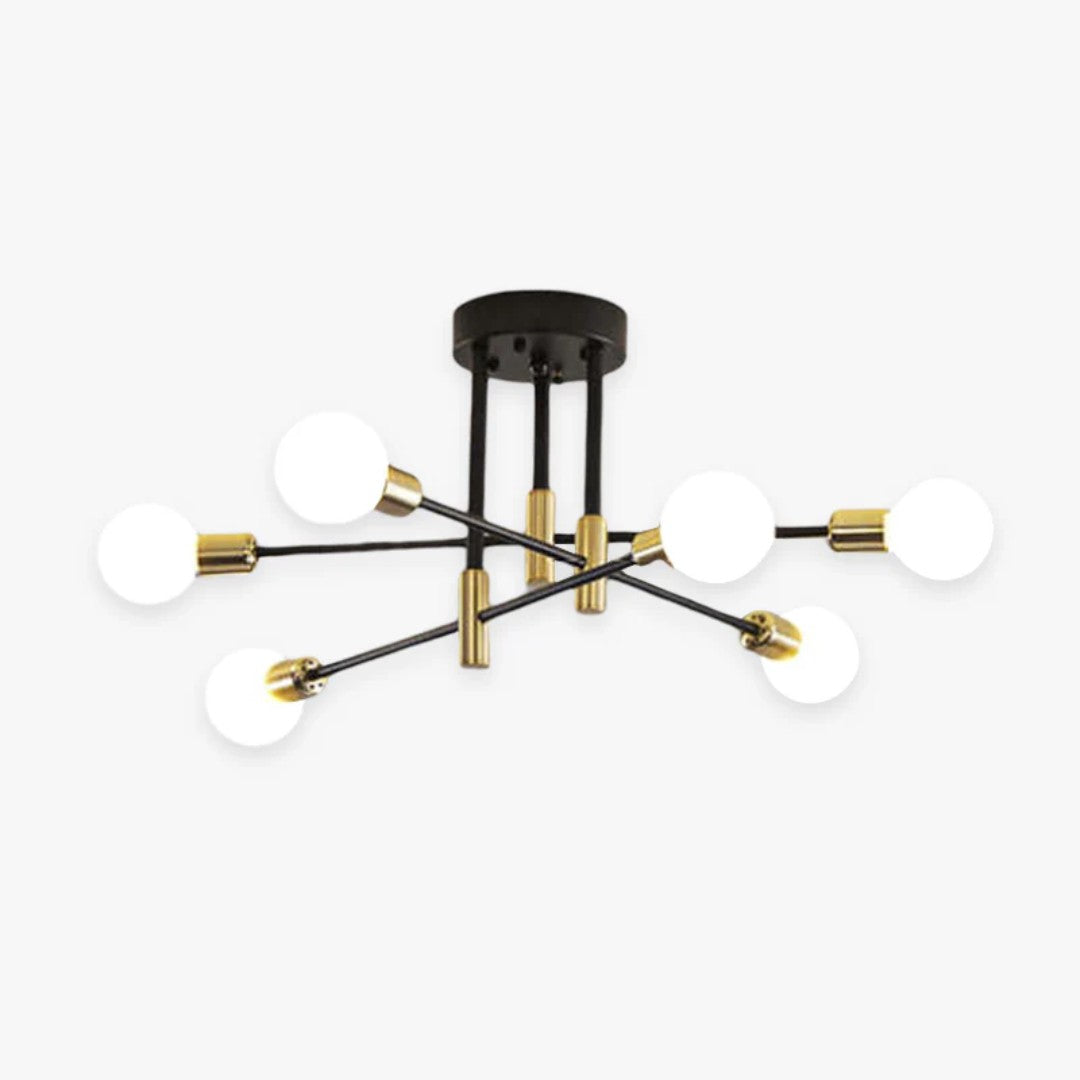 Modern black and gold LED ceiling chandelier with glass shades - product photo 1