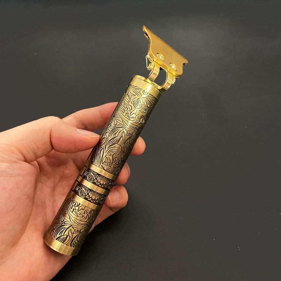 Vintage engraved metal rechargeable trimmer - product photo 5