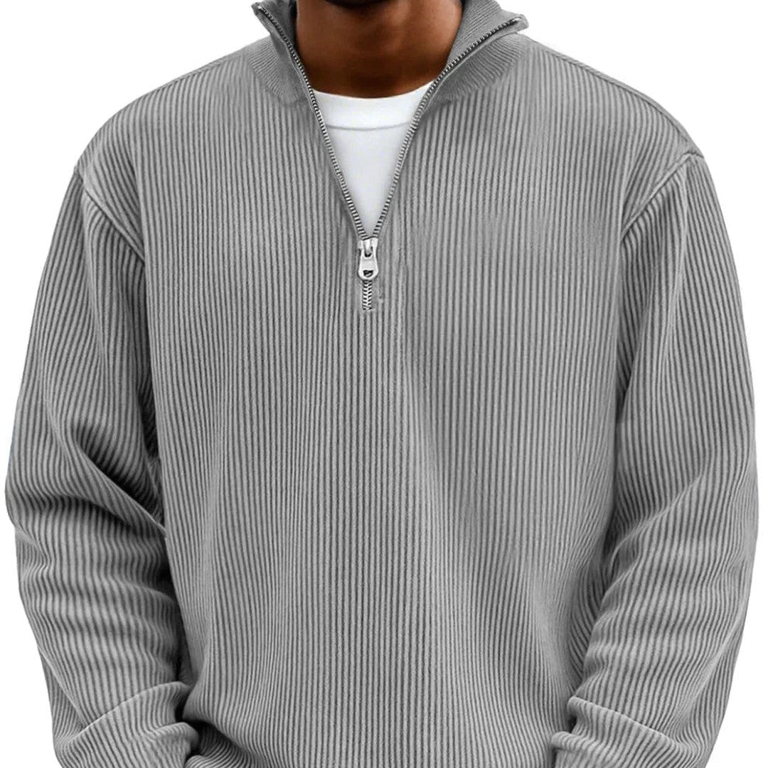 Man wearing the Bertram men's sweater, back view