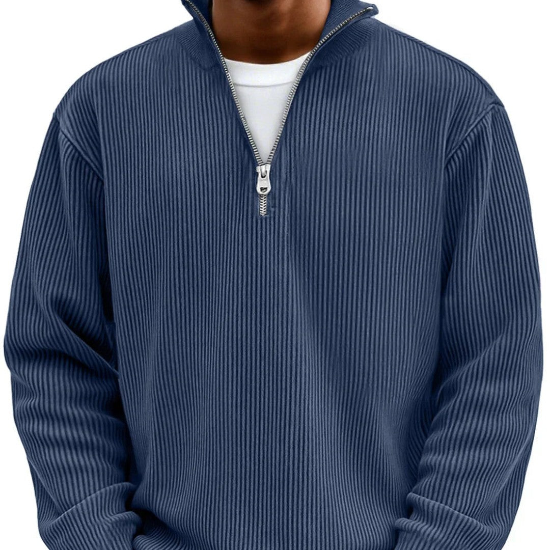 Man wearing the Bertram men's sweater, model view