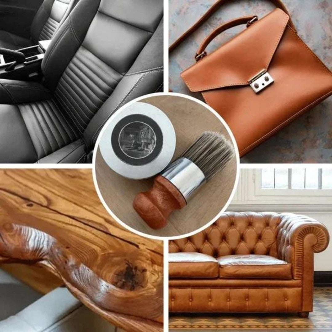 Leather care balm with wooden applicator brush - product photo 4