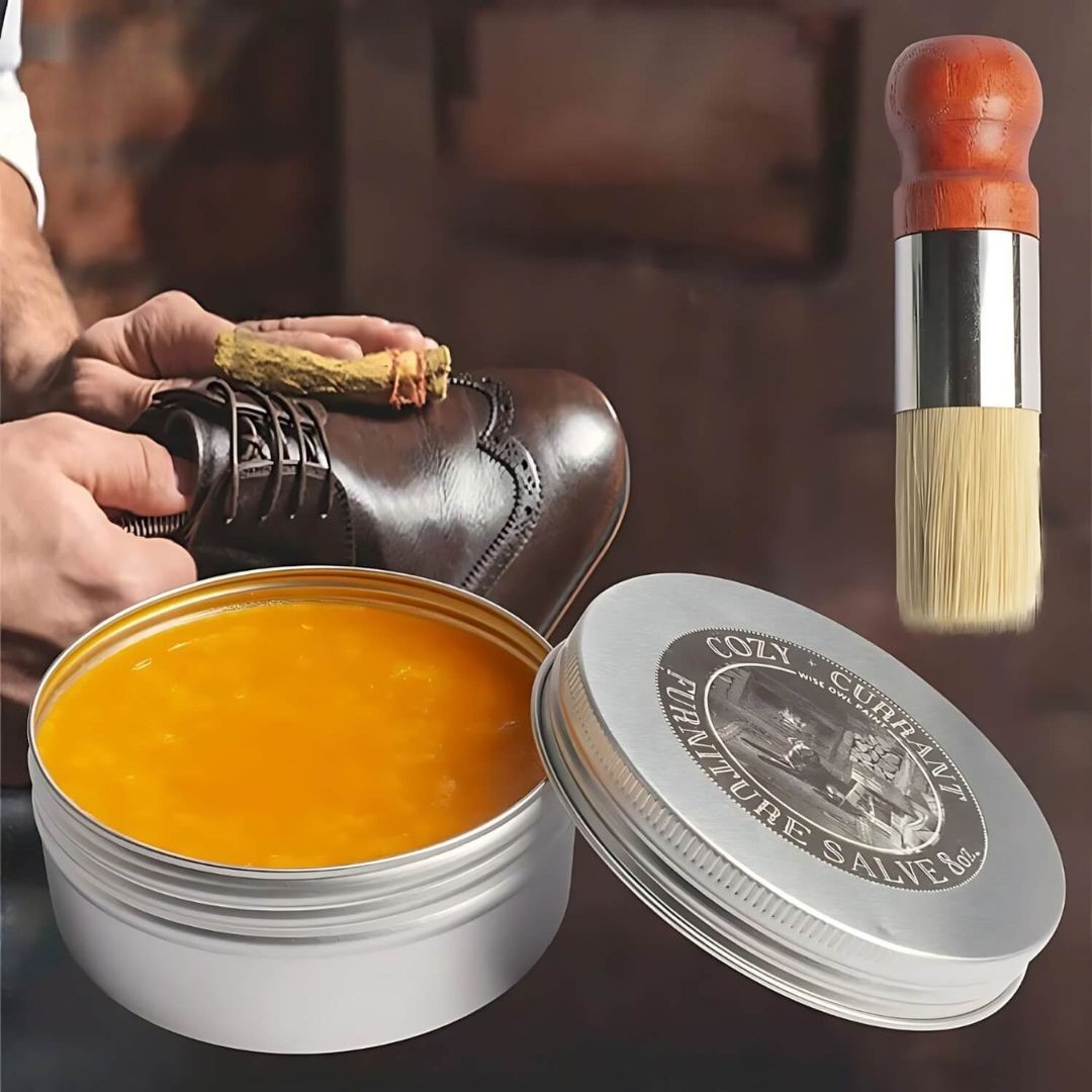 Leather care balm with wooden applicator brush - product photo 5