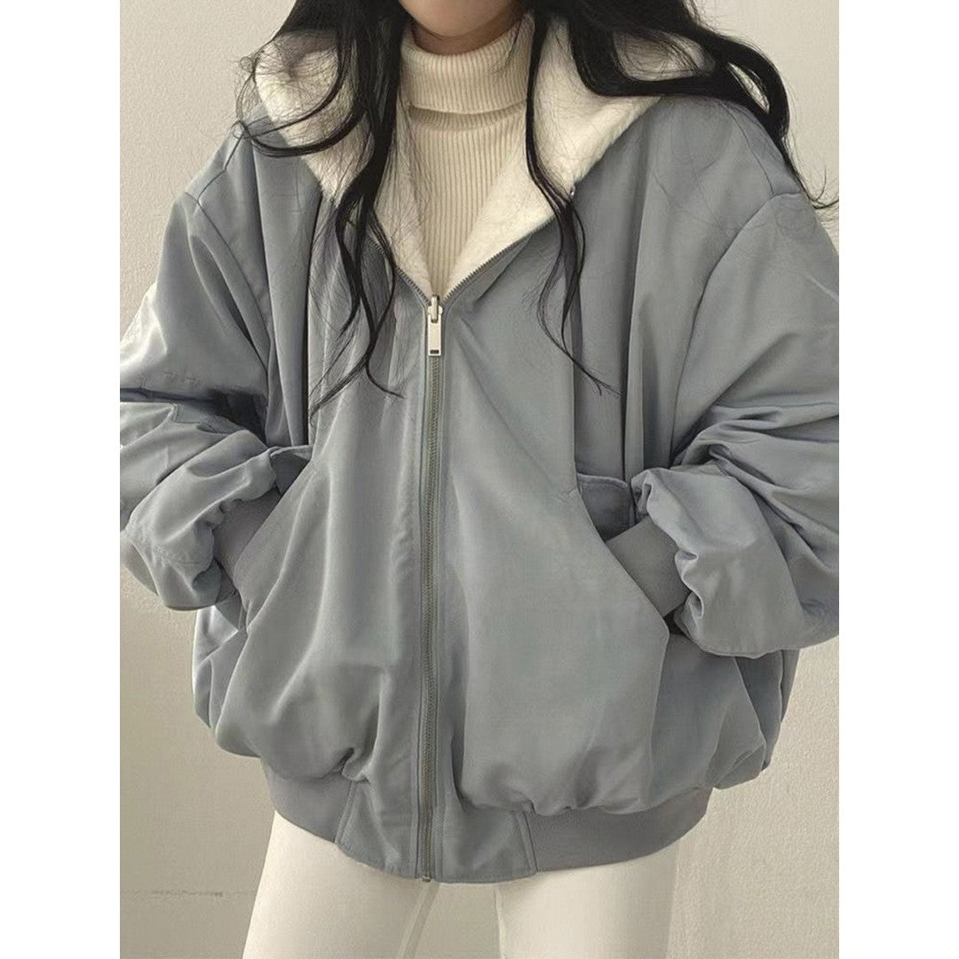 Woman wearing the Bexley women's fleece hoodie, flatlay view