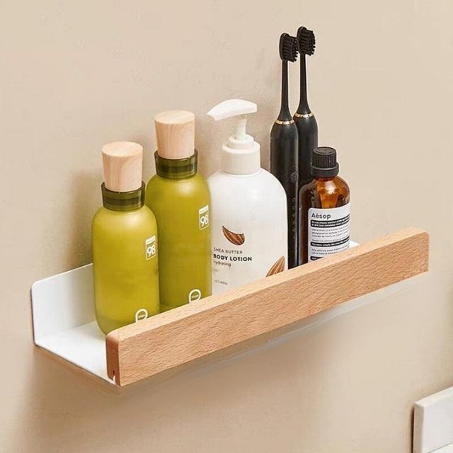Solid wood bathroom wall shelf - product photo 10
