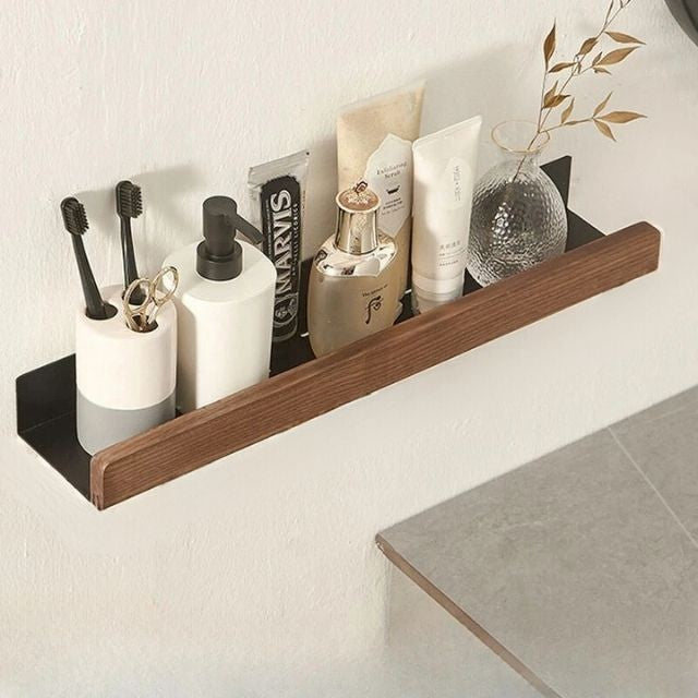 Solid wood bathroom wall shelf - product photo 4