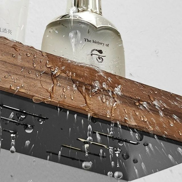Solid wood bathroom wall shelf - product photo 5