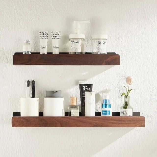 Solid wood bathroom wall shelf - product photo 6