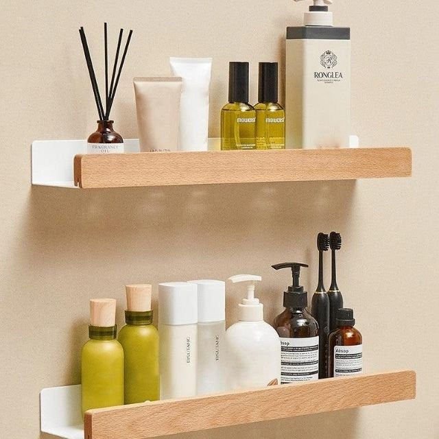 Solid wood bathroom wall shelf - product photo 7