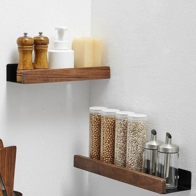 Solid wood bathroom wall shelf - product photo 9