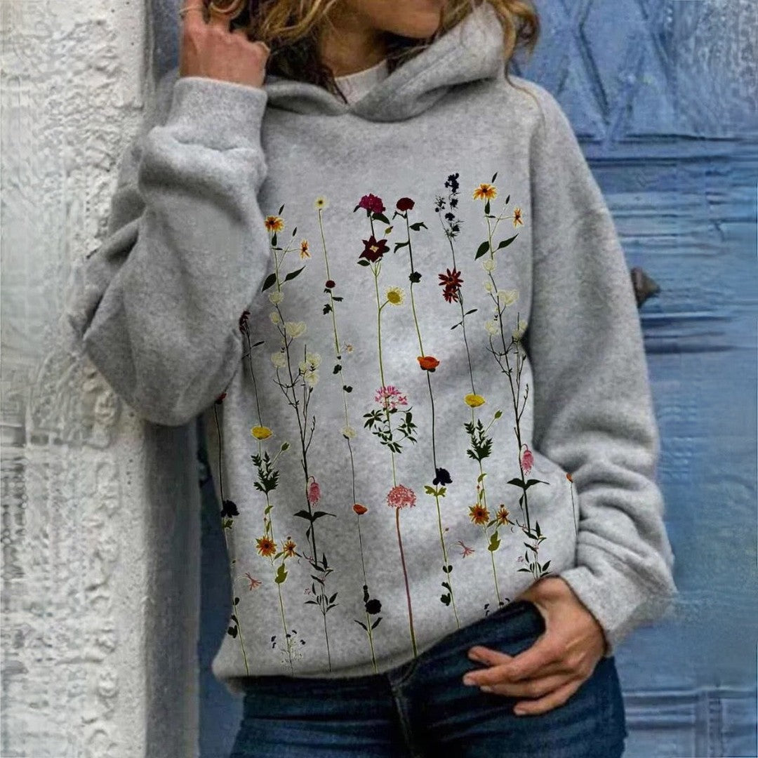Woman wearing the Blythe women's hoodie, front view