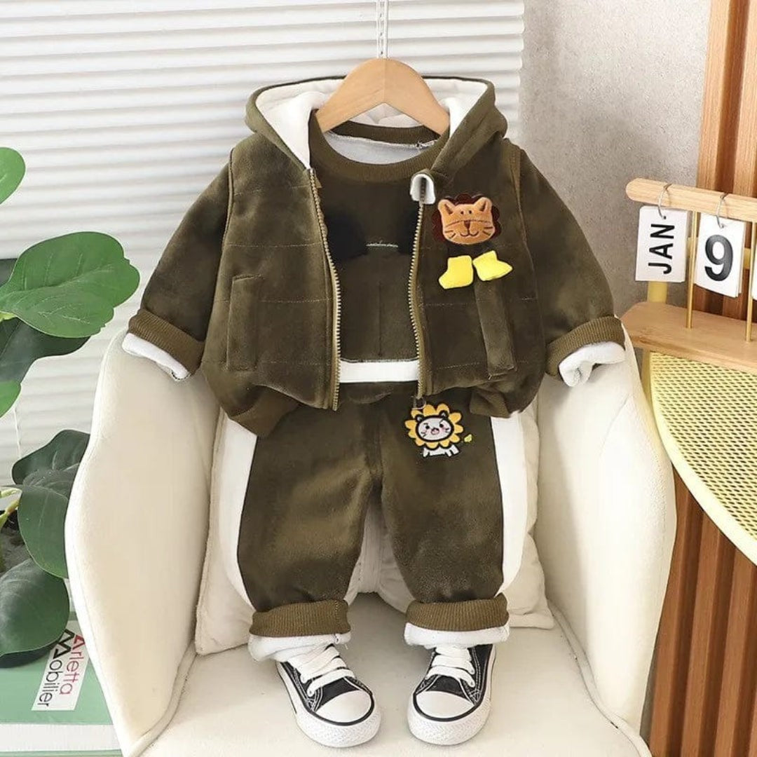 Three-piece baby jacket, vest and pants set - product photo 11