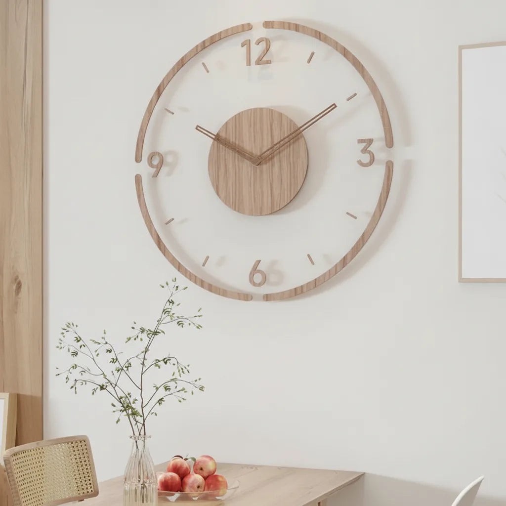 Silent wood and acrylic wall clock - product photo 3