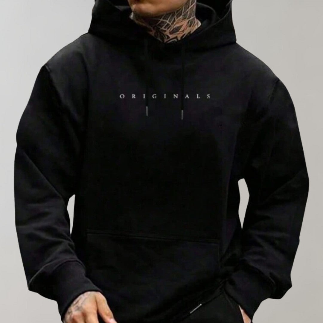 Man wearing the Brantley men's hoodie, front view
