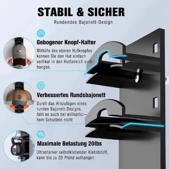 Wall-mounted cap organizer rack - product photo 3