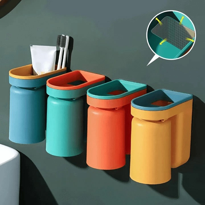 Wall-mounted adhesive toothbrush holder - product photo 1