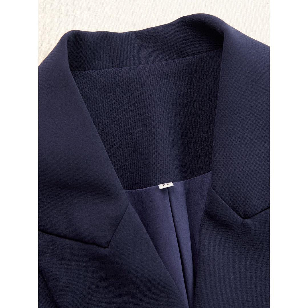 Woman wearing the Bronwen women's tailored v-neck dress, 13 view