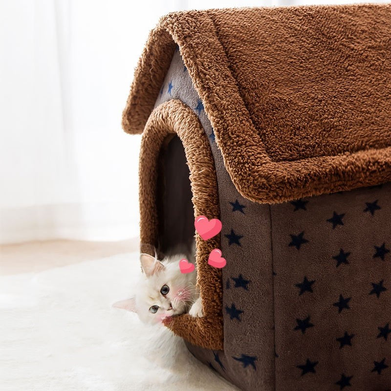 Fluffy enclosed pet house for cats and small dogs - product photo 3