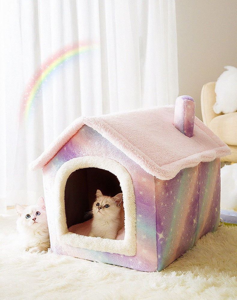Fluffy enclosed pet house for cats and small dogs - product photo 7