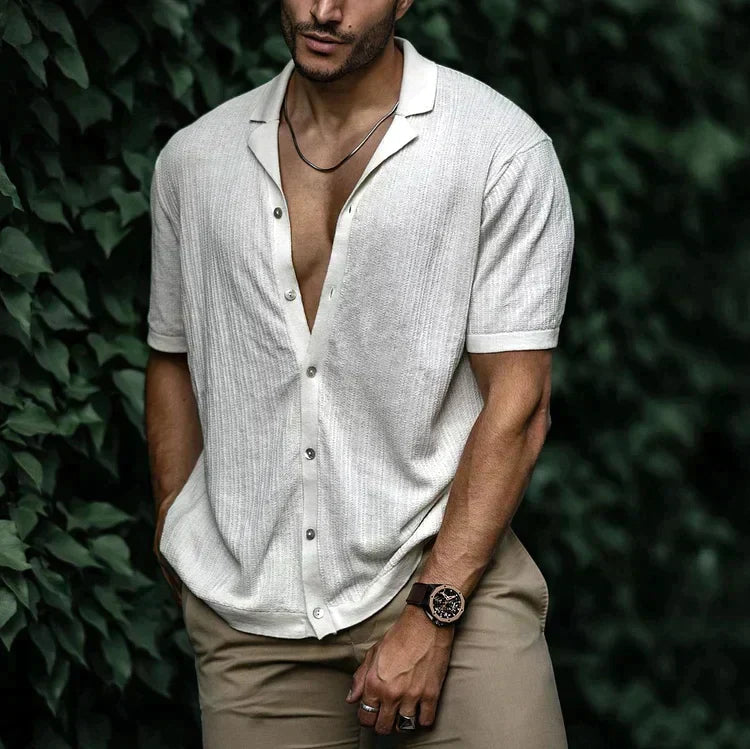 Marco | Men's Short Sleeve Cuban Collar Button Shirt