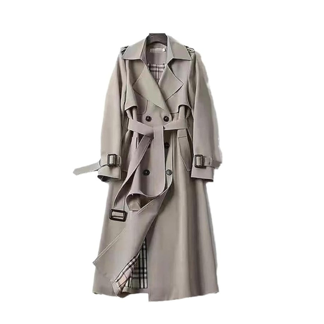 Woman wearing the Cadence women's long-sleeve trench coat, 20 view