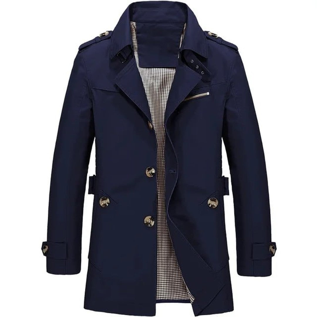 Man wearing the Caius men's coat, side view