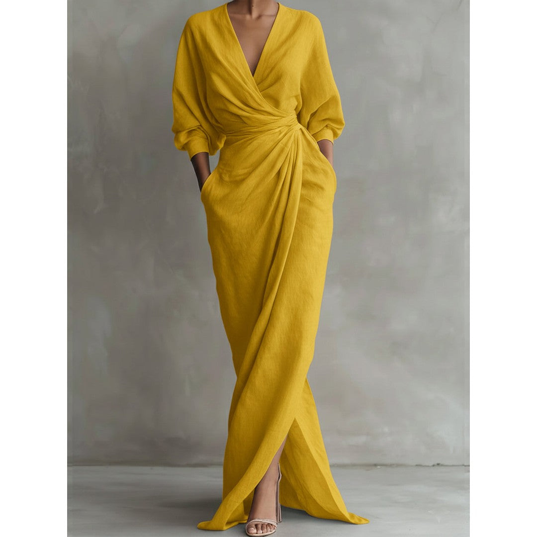 Woman wearing the Camila women's chic dress, 7 view