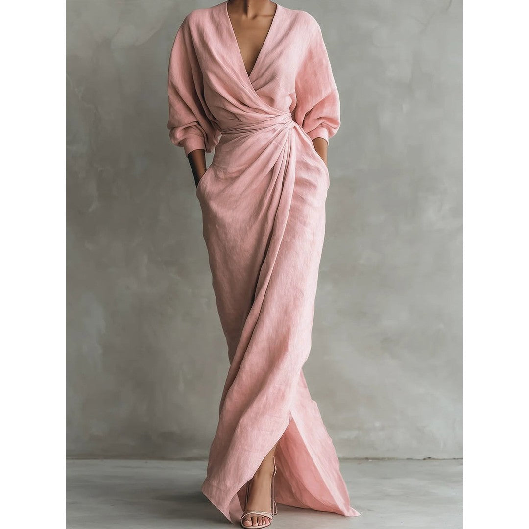 Woman wearing the Camila women's chic dress, front view