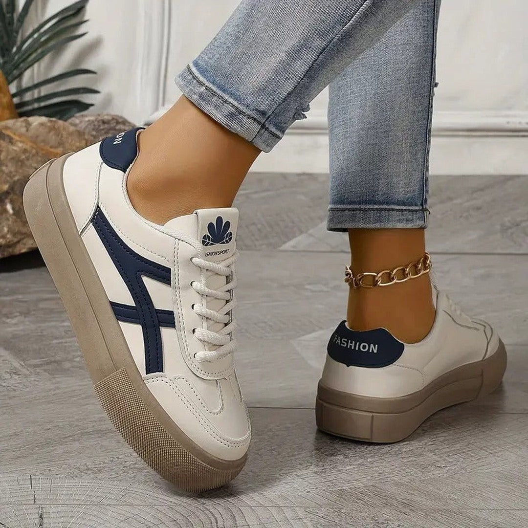 Woman wearing the Camille women's casual sneakers, detail view