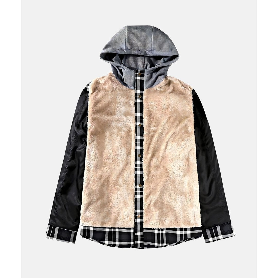 Man wearing the Casimir men's plaid jacket, flatlay view