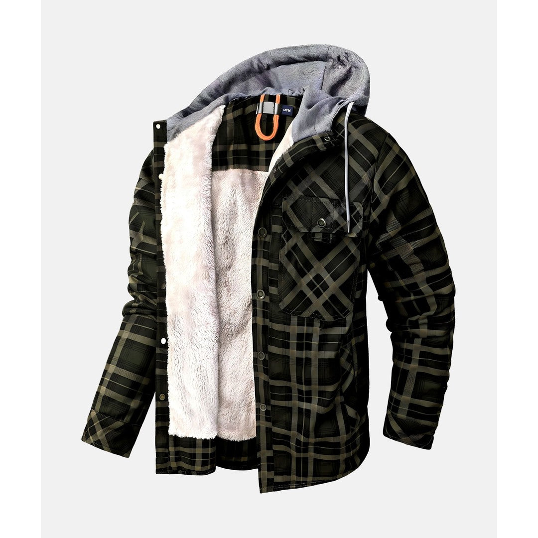 Man wearing the Casimir men's plaid jacket, side view