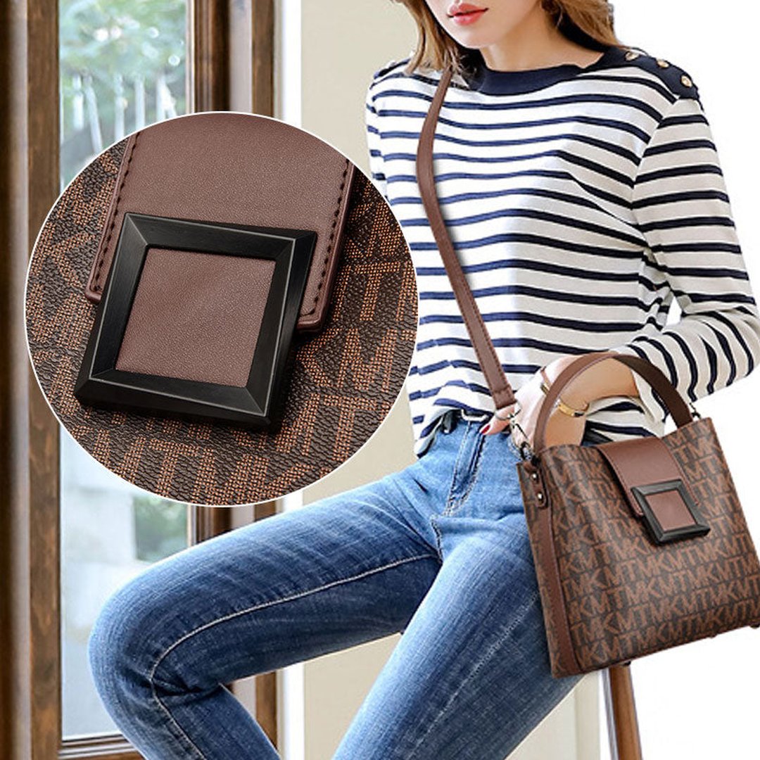 Woman wearing the Cassia women's casual pocket detail bag, detail view
