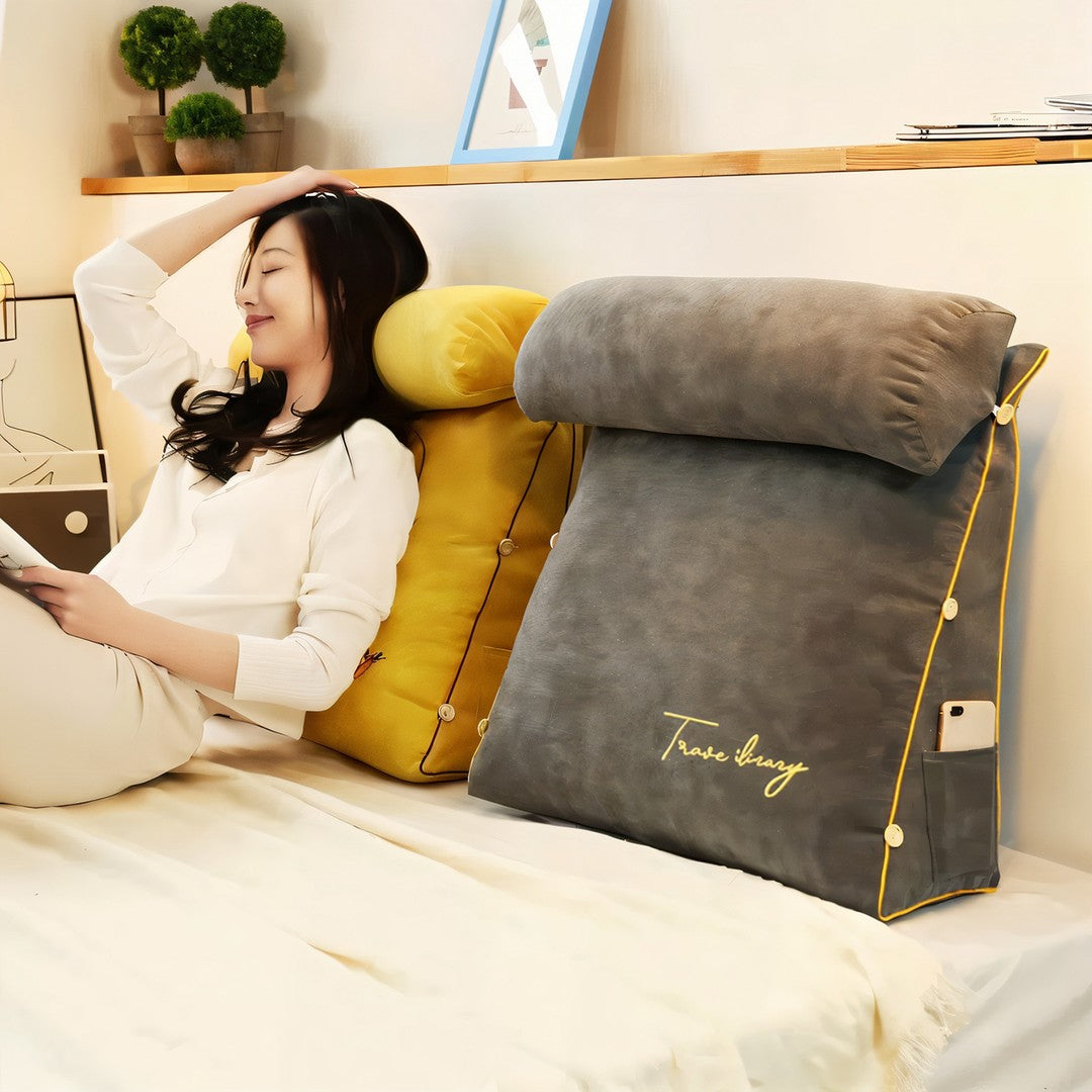 Reading backrest pillow with arms and side pocket - product photo 11
