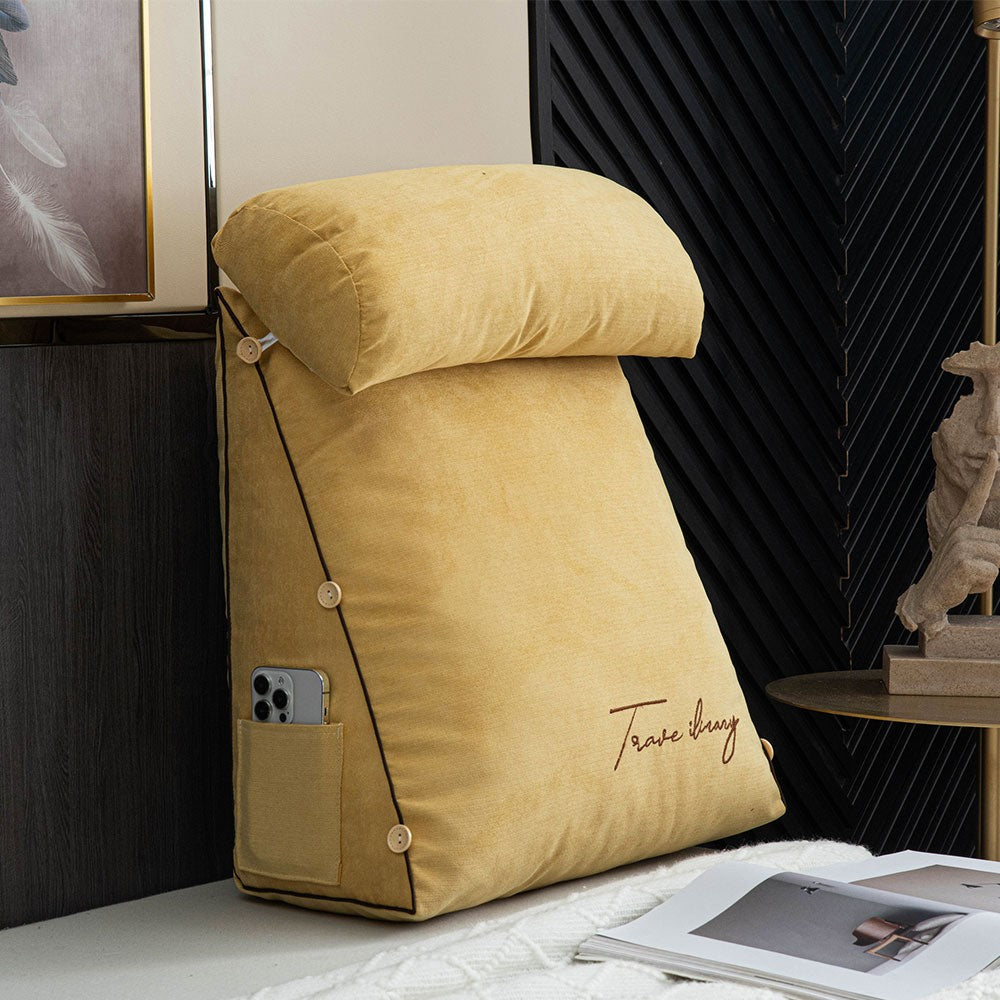Reading backrest pillow with arms and side pocket - product photo 2