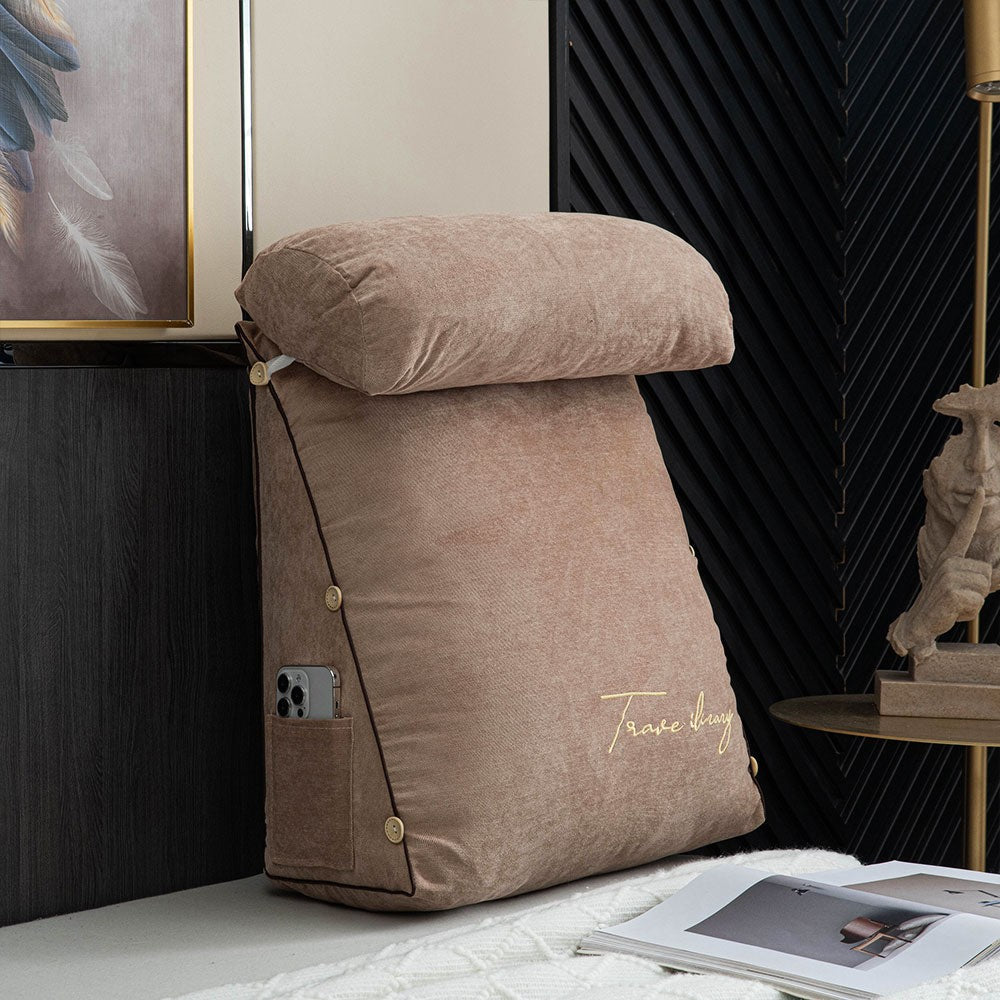 Reading backrest pillow with arms and side pocket - product photo 3