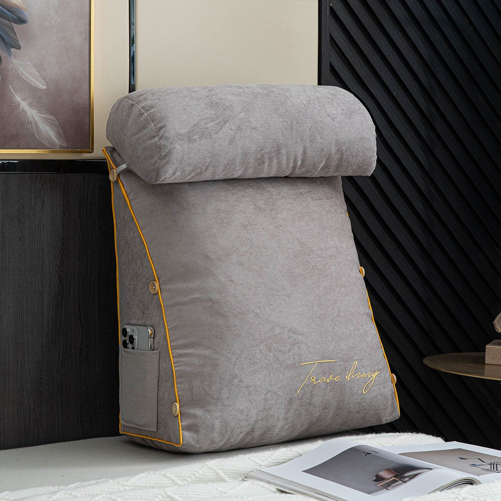 Reading backrest pillow with arms and side pocket - product photo 4