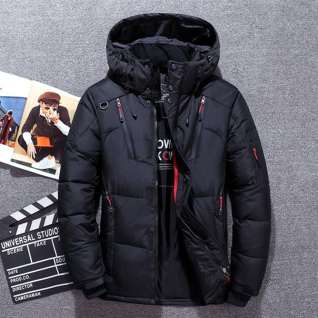 Man wearing the Chase men's jacket, back view