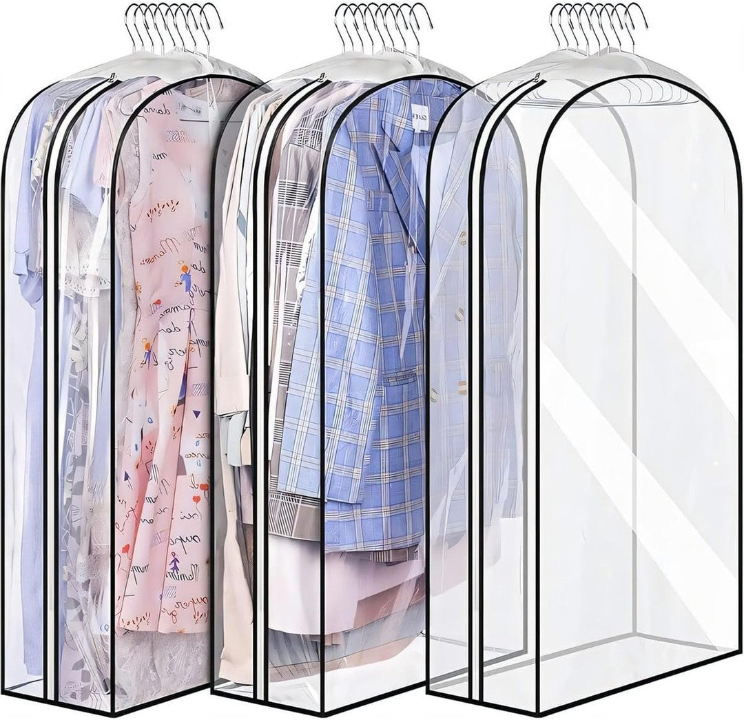 Clear gusseted garment cover with a side zipper - product photo 1