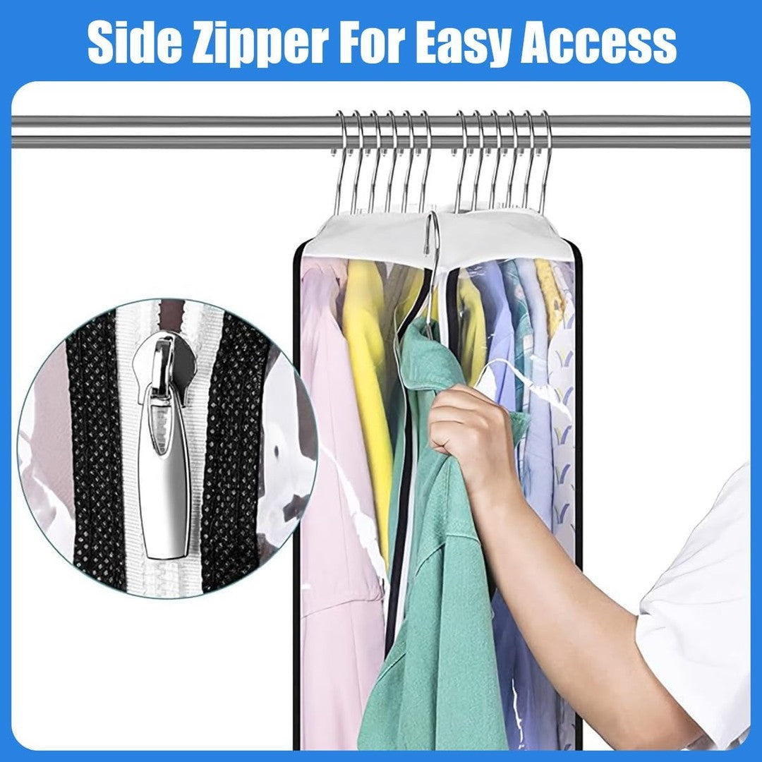 Clear gusseted garment cover with a side zipper - product photo 3