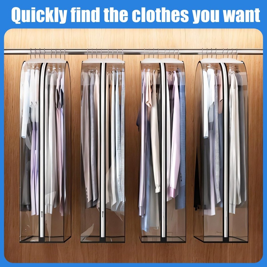 Clear gusseted garment cover with a side zipper - product photo 5