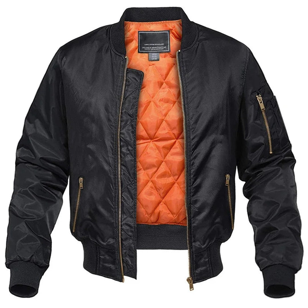 Man wearing the Clyde men's zip-up bomber jacket, 10 view