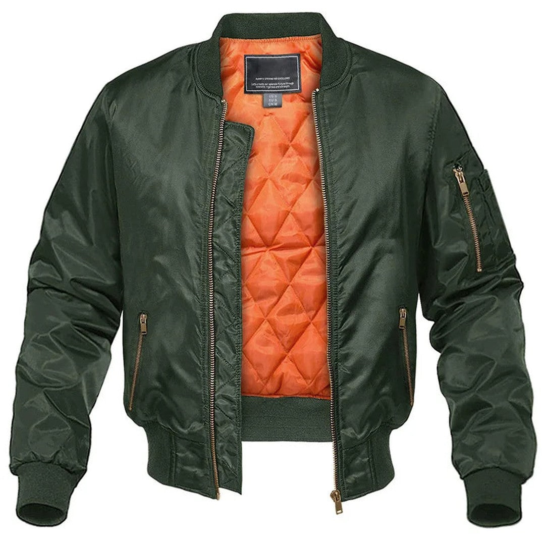 Man wearing the Clyde men's zip-up bomber jacket, 9 view