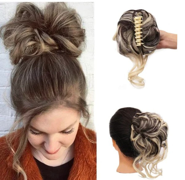 Curly messy bun claw clip hairpiece - product photo 10