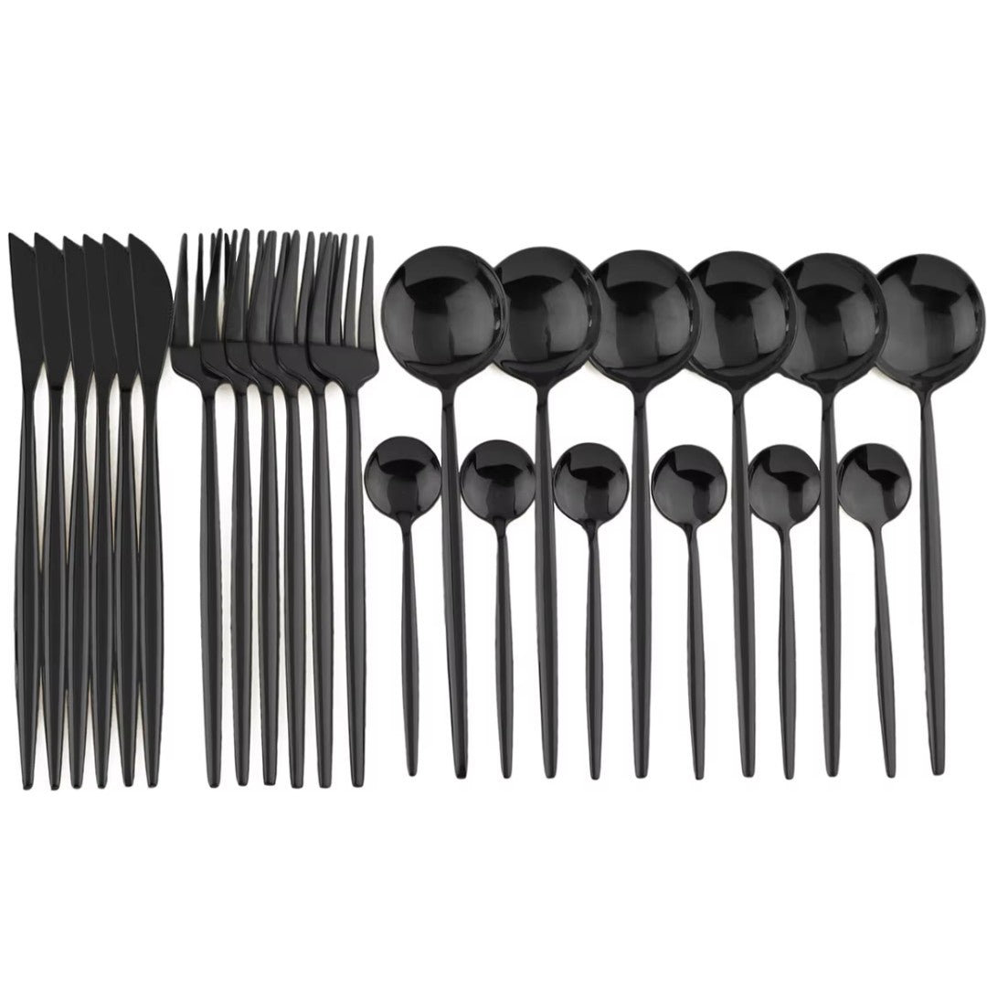 24-piece black stainless steel cutlery set - product photo 2