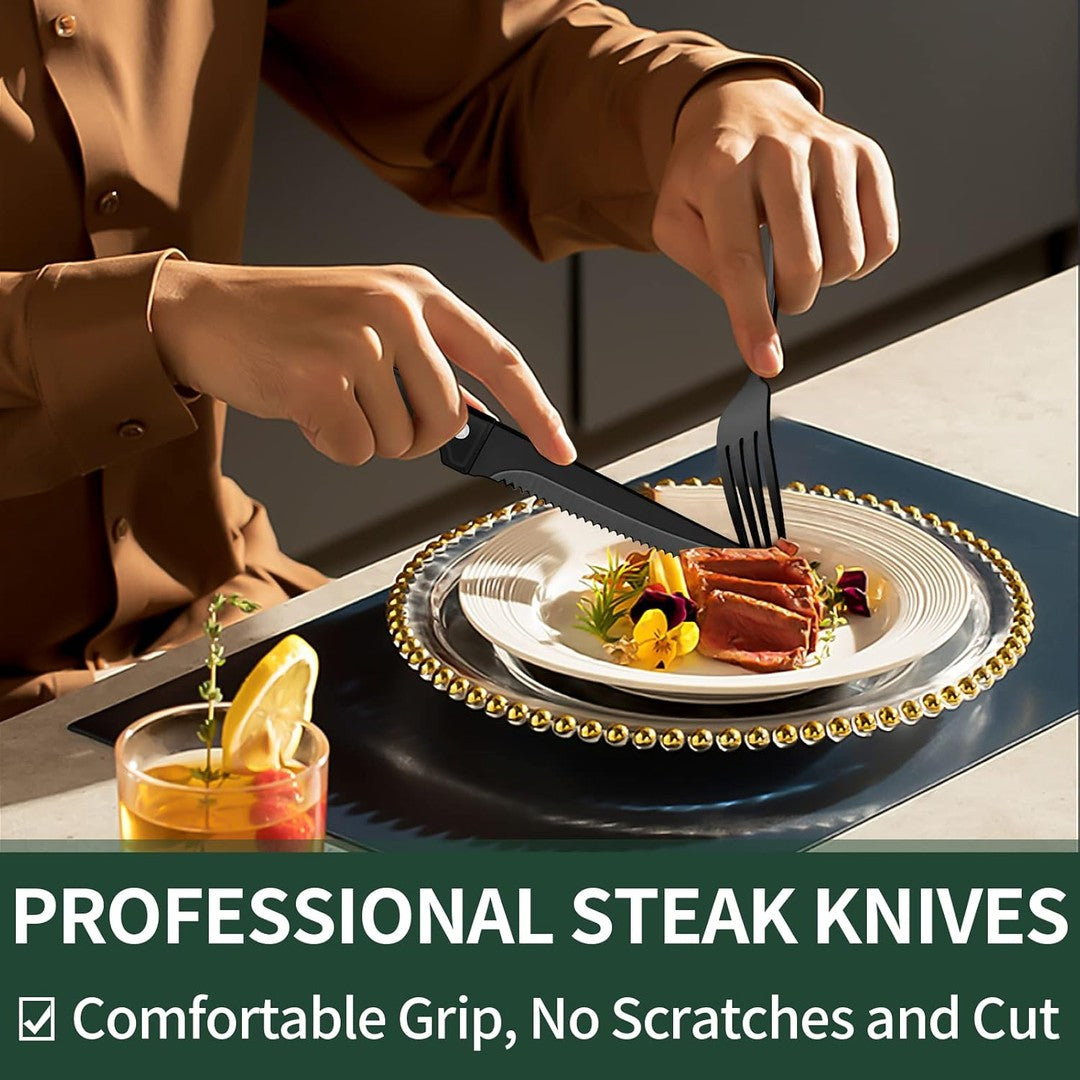24-piece black stainless steel cutlery set - product photo 5