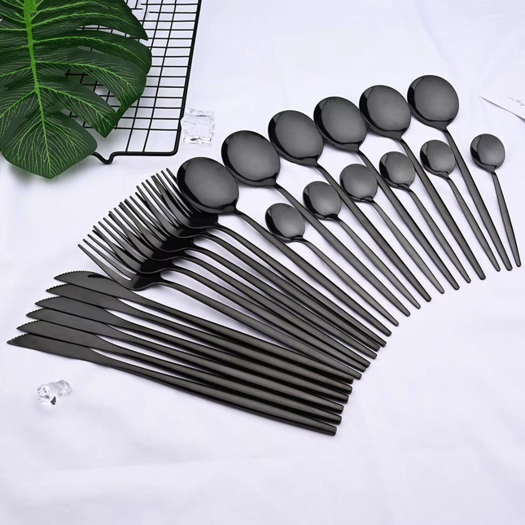 24-piece black stainless steel cutlery set - product photo 8