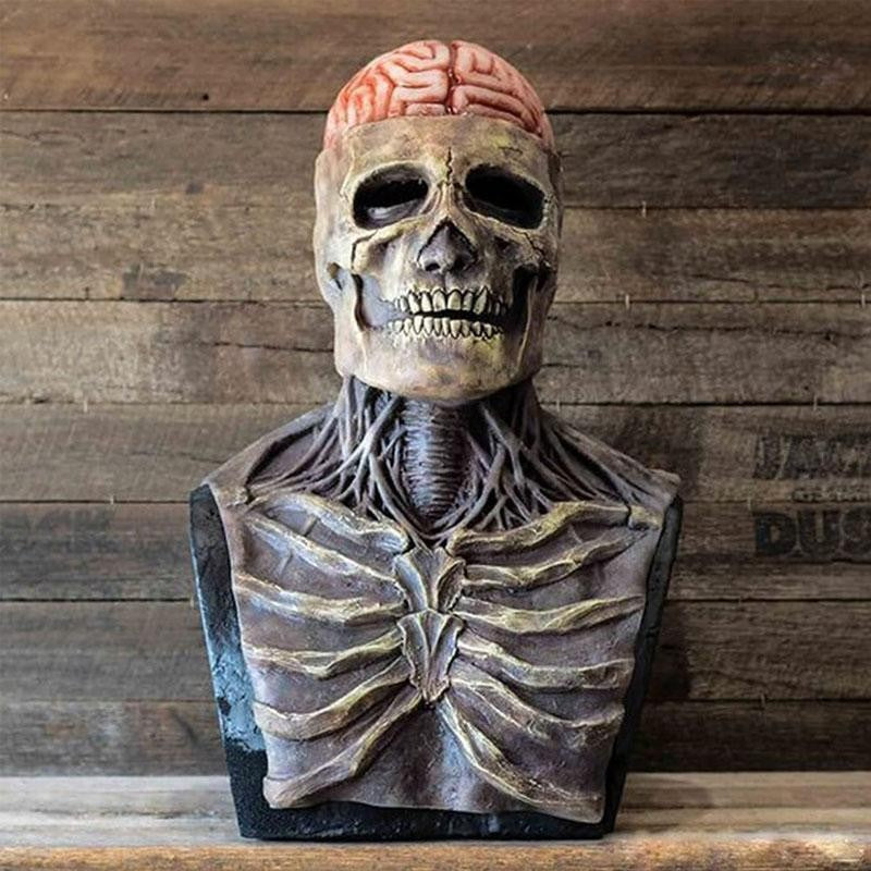Latex skull mask with exposed brain - product photo 2