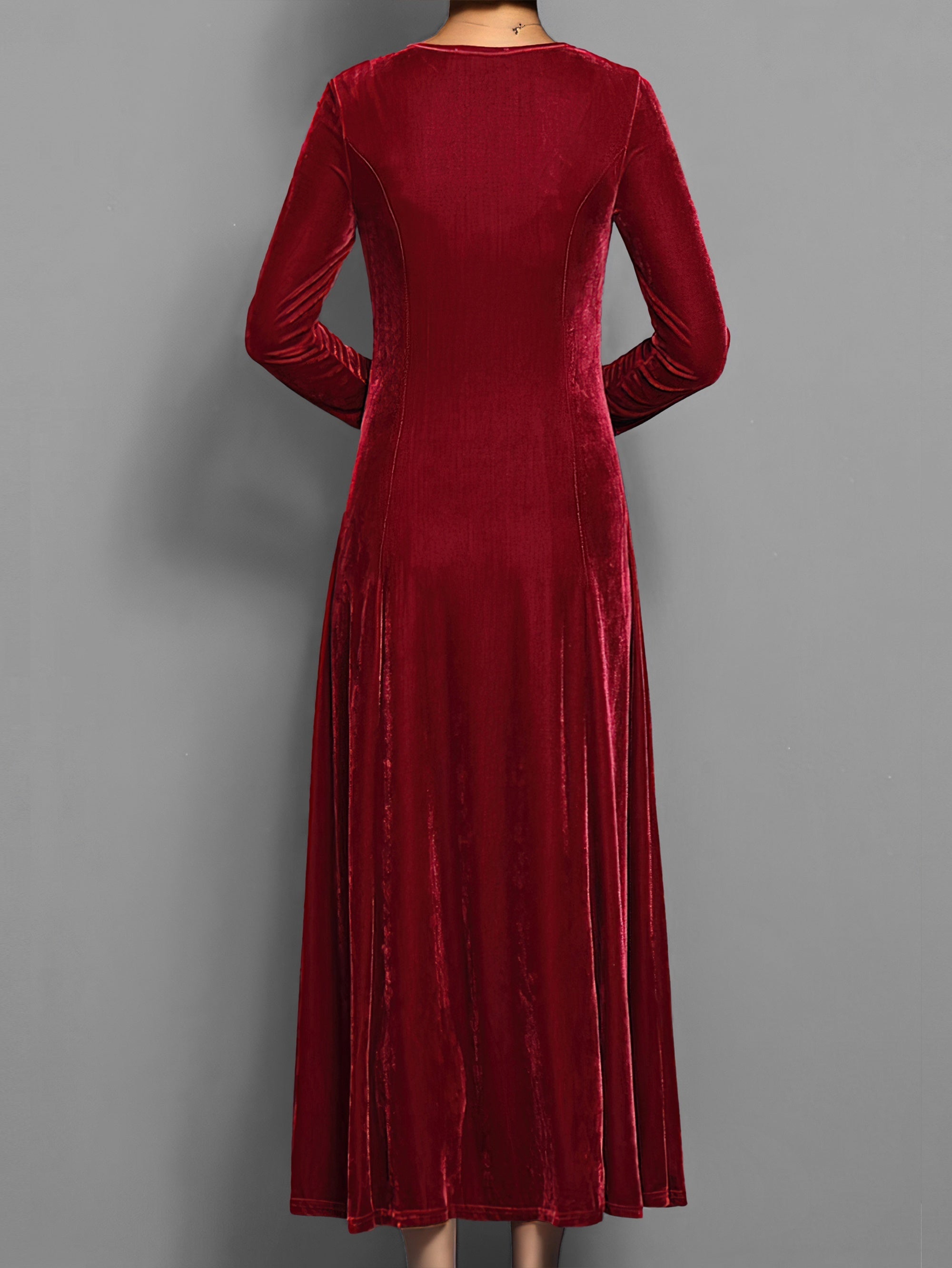Elisea | Women's Long Sleeve Velvet Maxi Dress