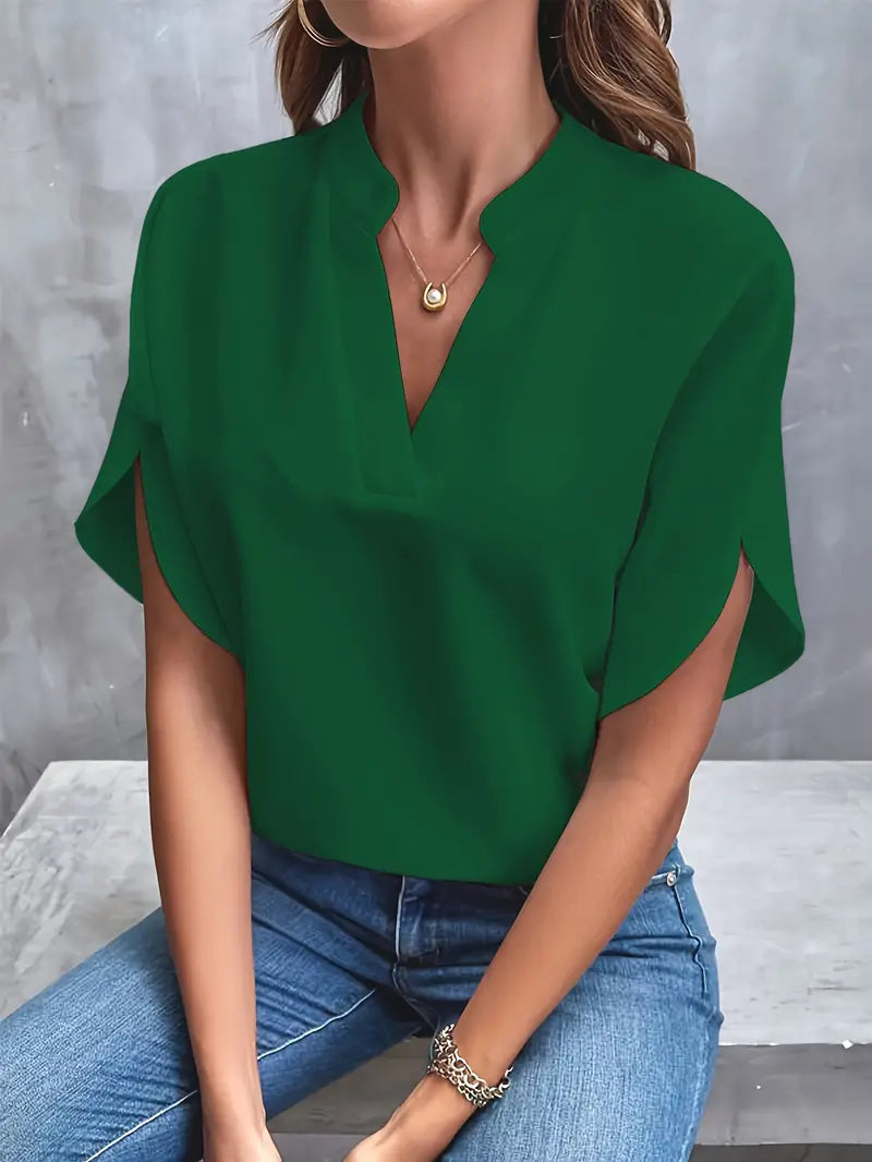 Elira | Women's V-Neck Split Sleeve Flow Blouse
