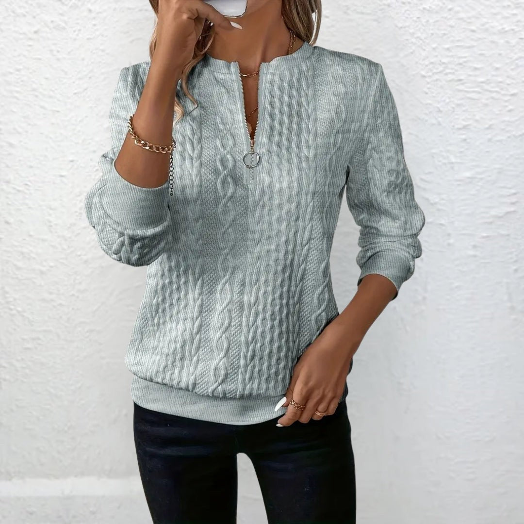 Woman wearing the Daisy women's elegant sweater, 14 view