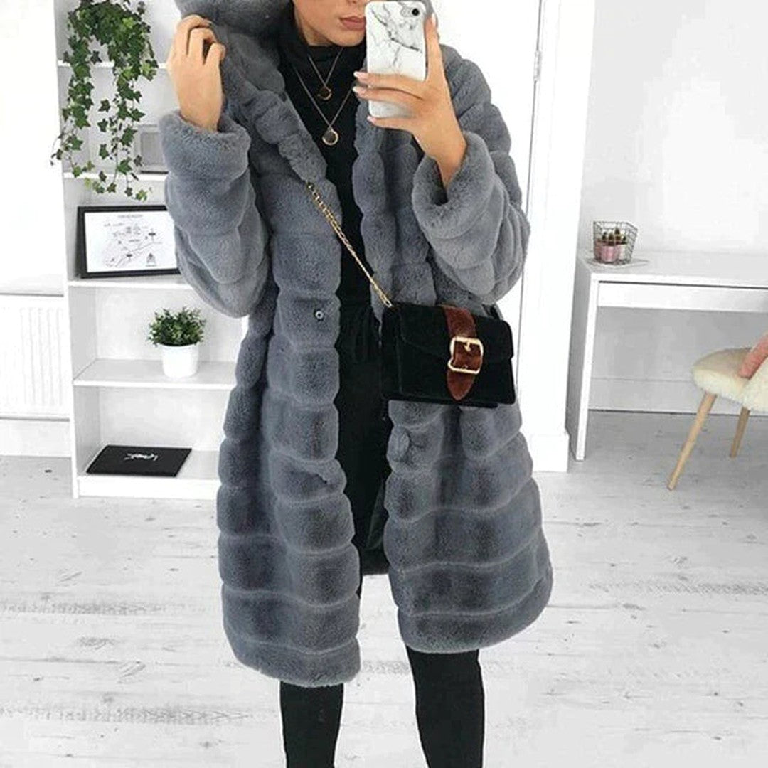 Woman wearing the Dalia women's coat, front view